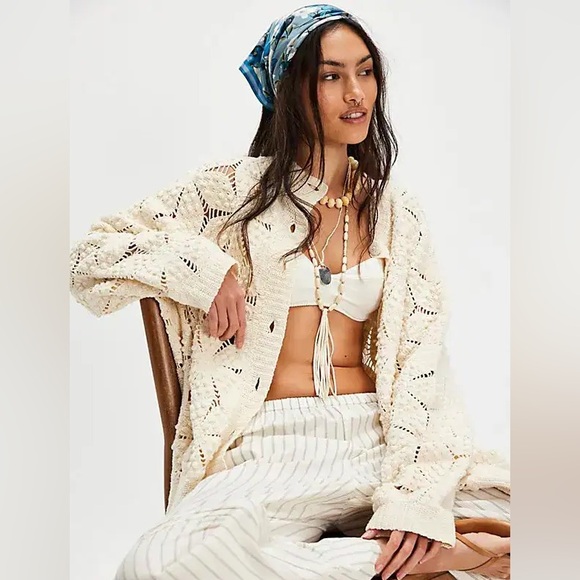 NWT Free People Prima Open Knit Cardigan - Picture 2 of 5